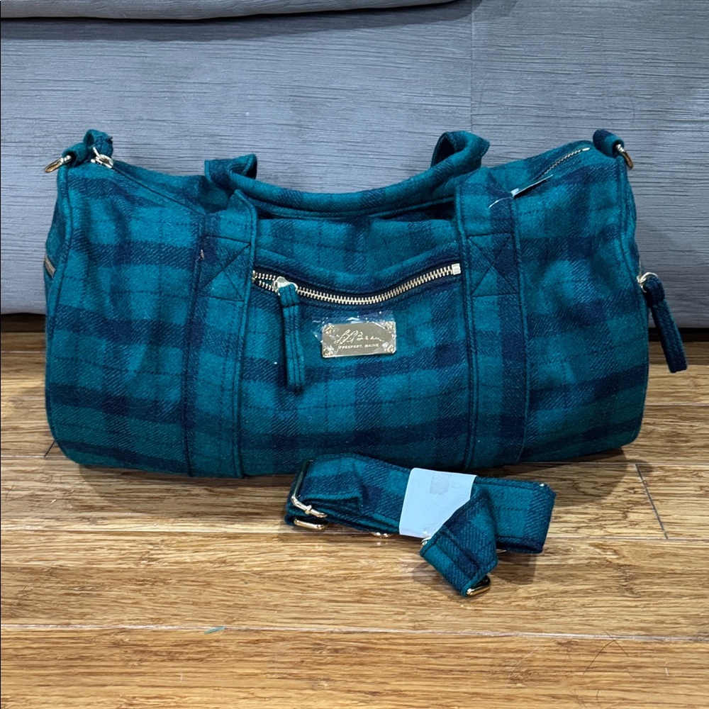L.L. Bean green and Navy Plaid Wool Bag NWT